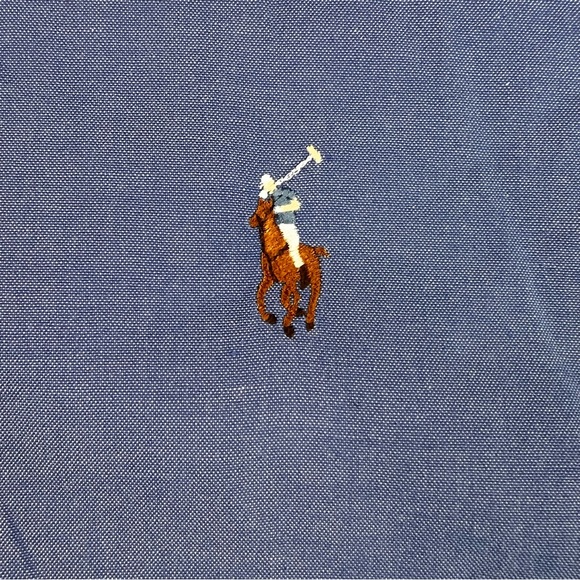 Polo Ralph Lauren Shirt 15 1/2 - 33 Blue Yarmouth Oxford Button Down Flesh Pony - Picture 4 of 10
